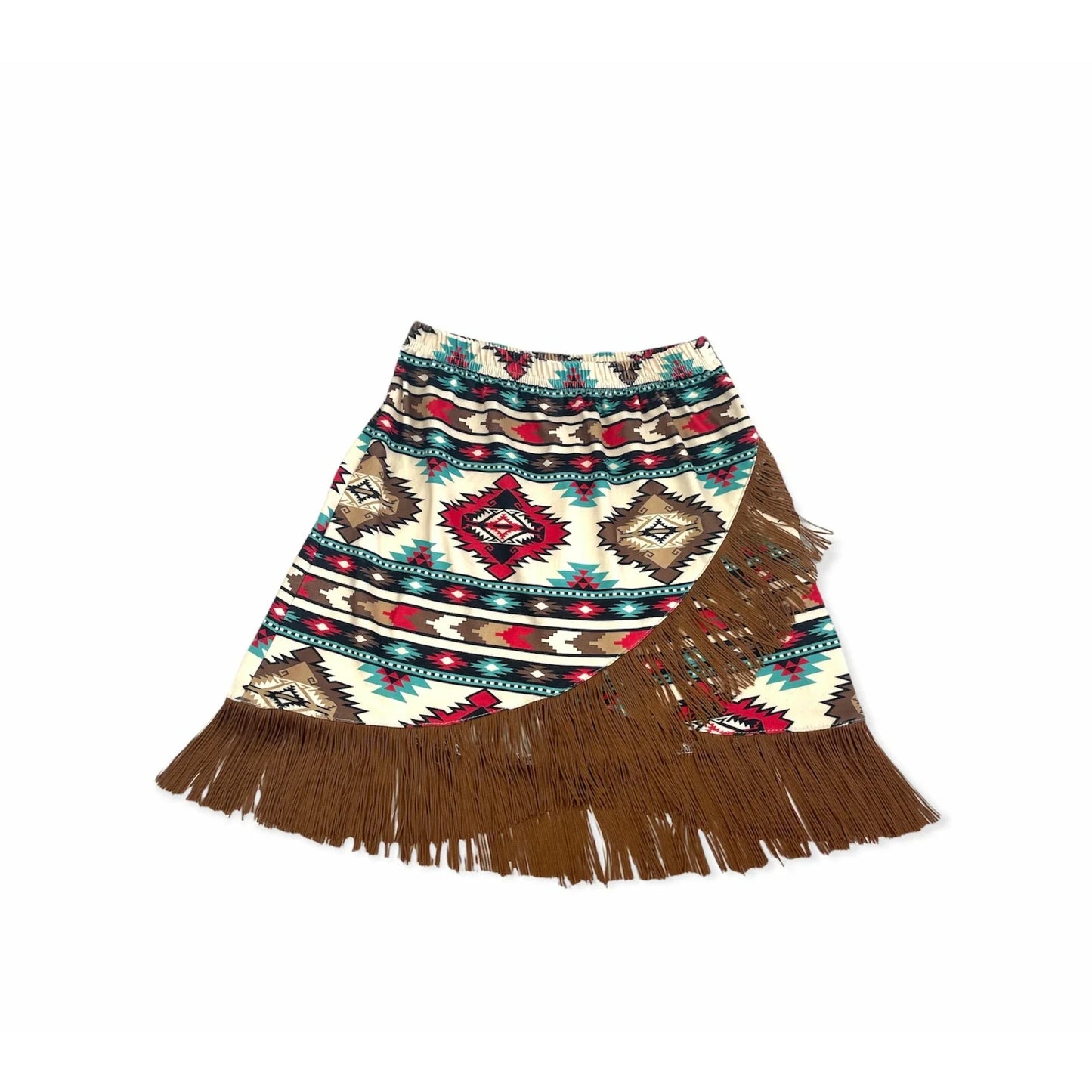 Cream Aztec Fringe Skirt