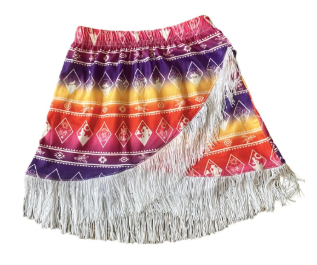 Neon Aztec Fringe Skirt