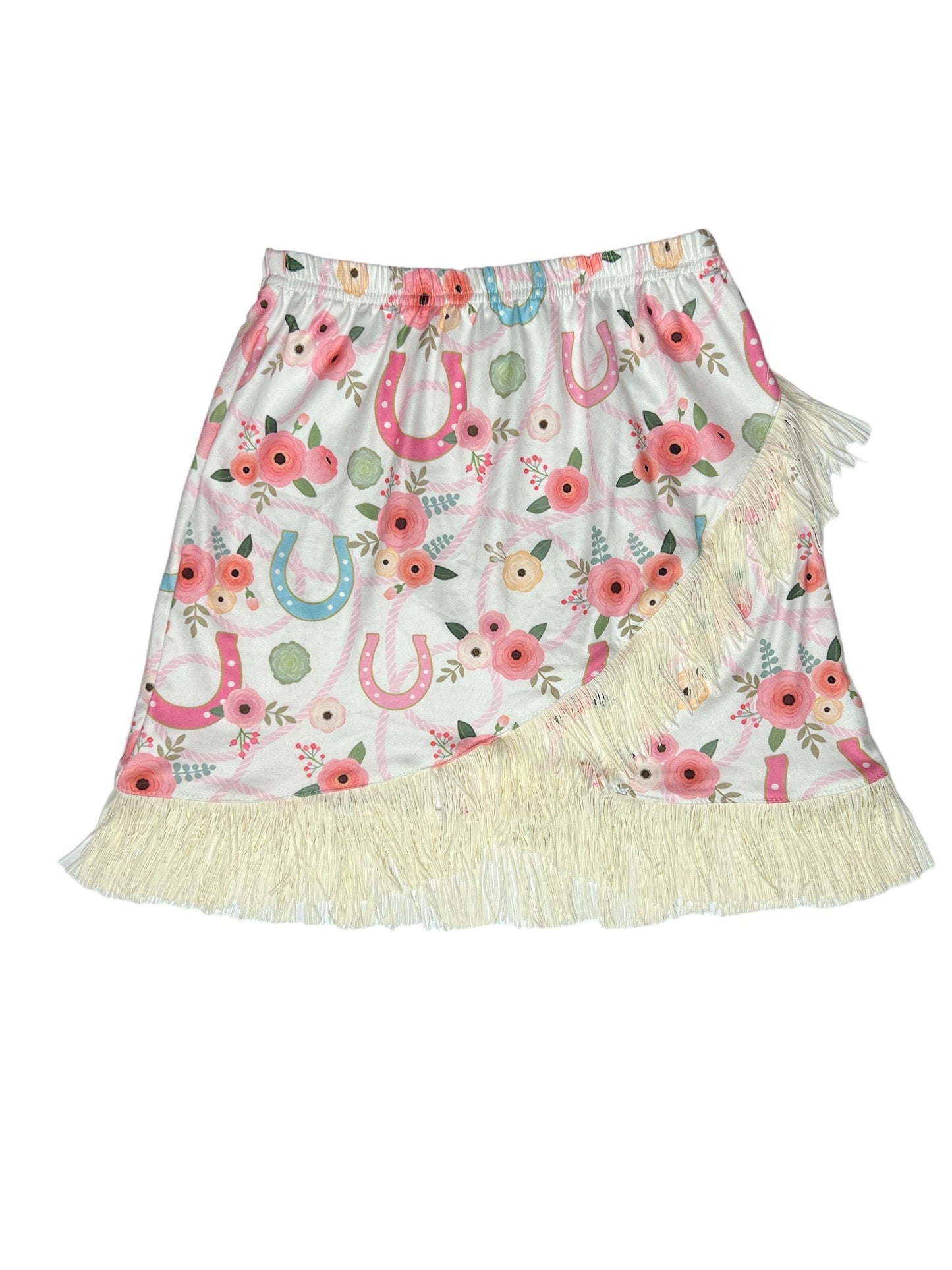Floral Horseshoe Fringe Skirt