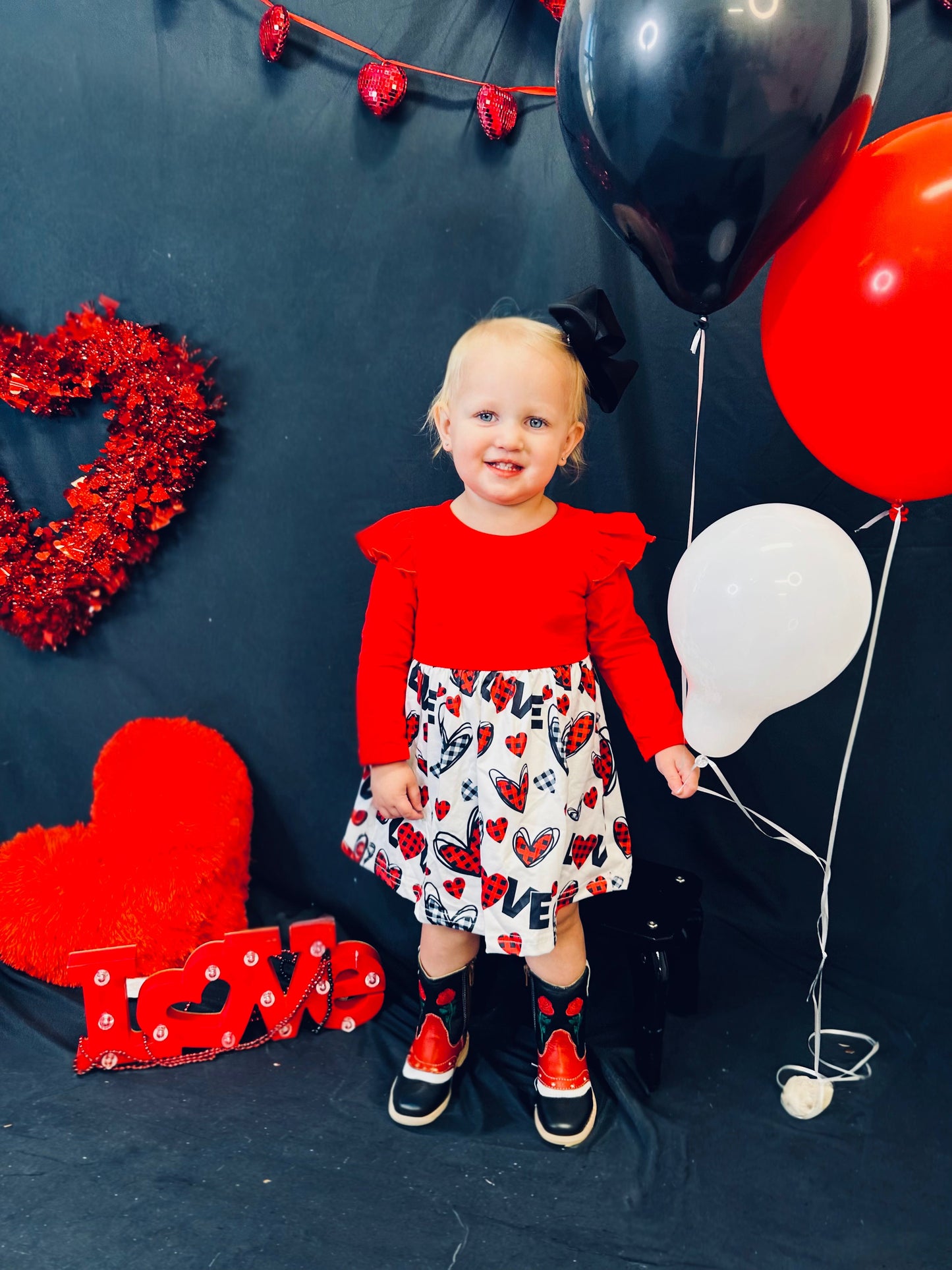 Valentine Red & Black Plaid Heart Dress