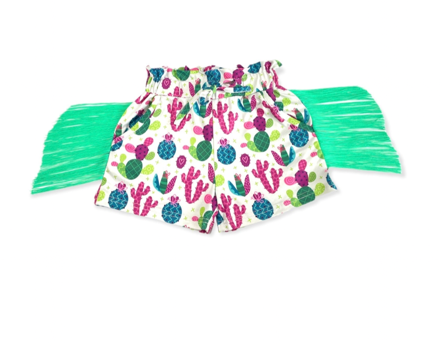 Cactus Shorts With Fringe