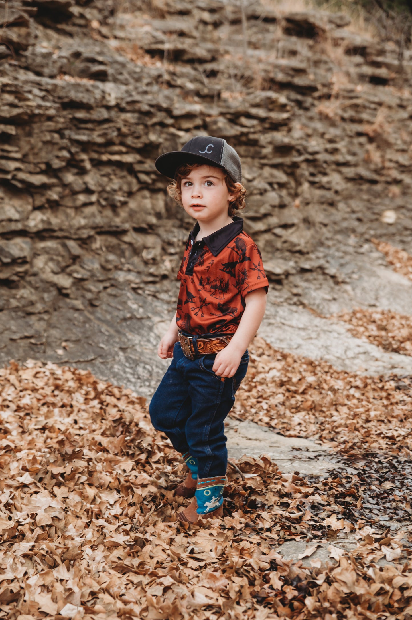 Rust Native Print Polo