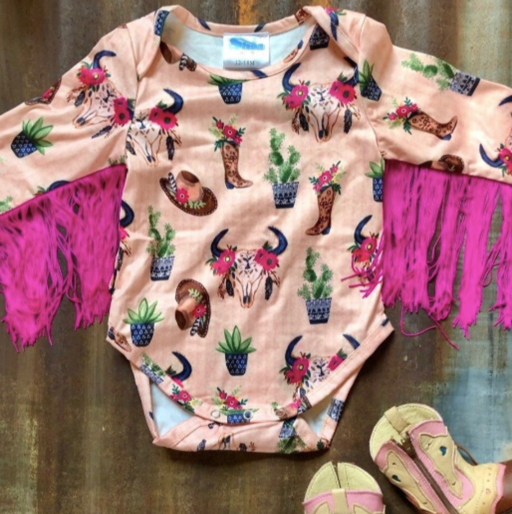 Steer Head With Fringe Onesie
