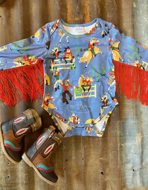 Blue Cowboy Santa Onesie