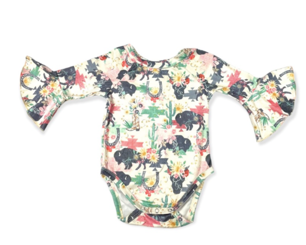 Wild Buffalo Bell Long Sleeve Onesie
