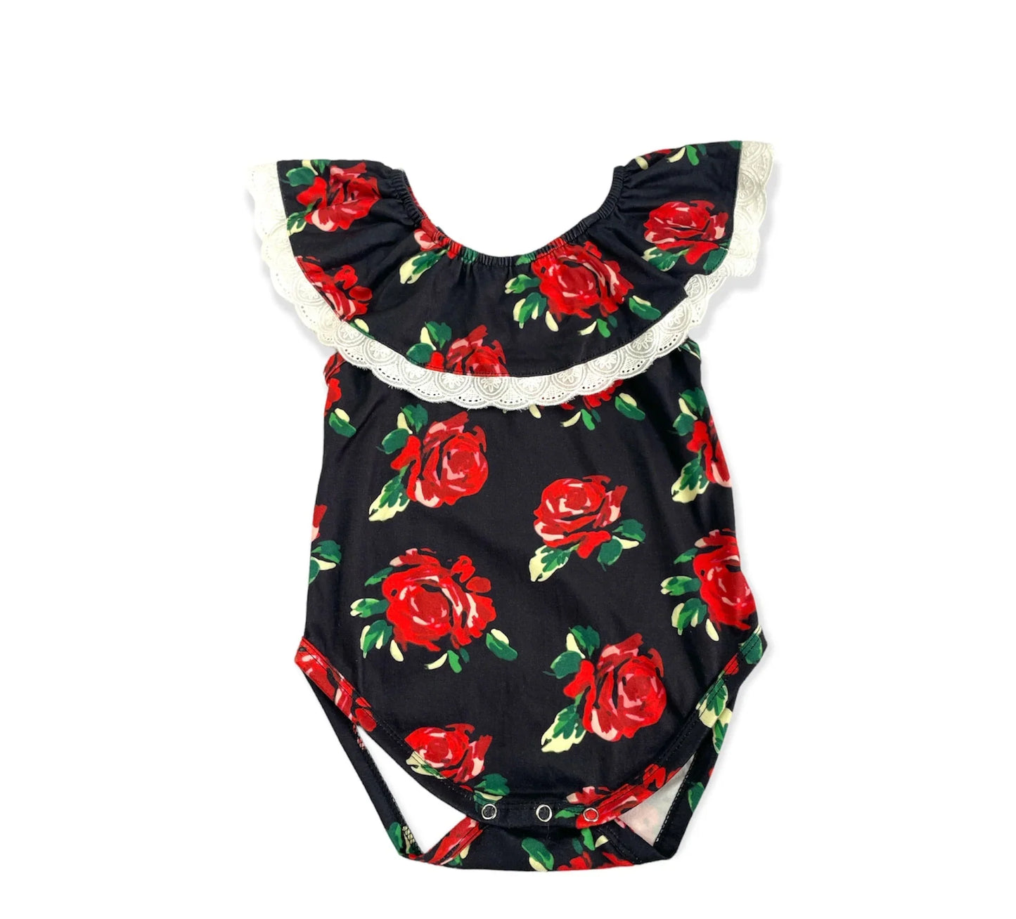 Rose Lace Short Sleeve Onesie