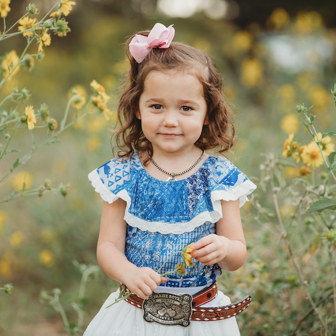 Denim Lace Short Sleeve Onesie
