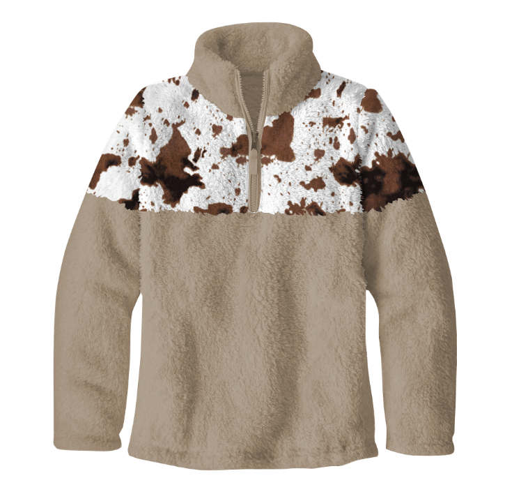 Cowprint Fleece Zip Up