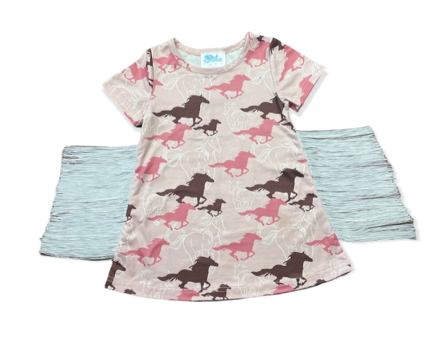 Pink Running Horse Dress