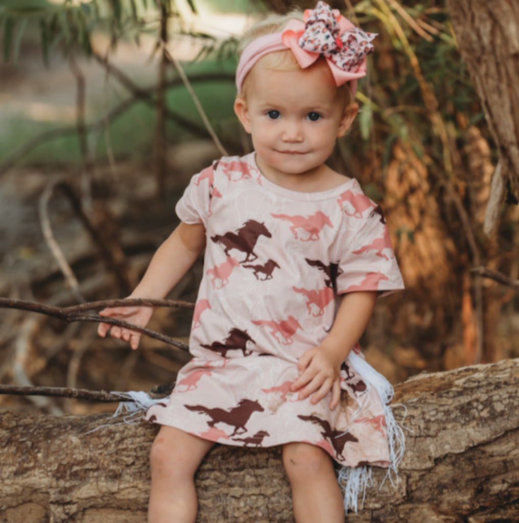 Pink Running Horse Dress