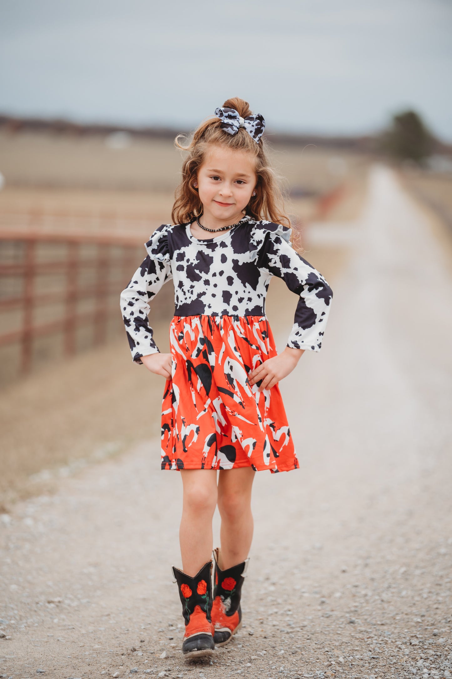 Red & Black Cowprint Heart Dress