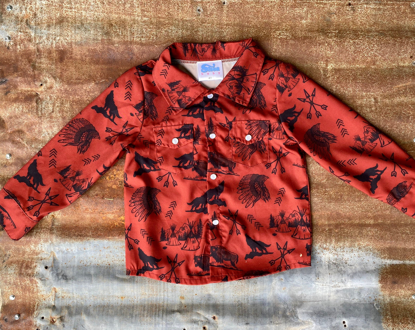 Native Rust Long Sleeve Pearl Snap Shirt