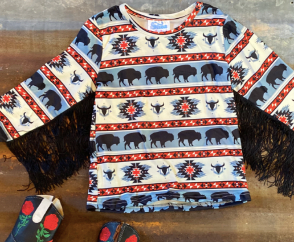 Buffalo With Fringe Long Sleeve Shirt