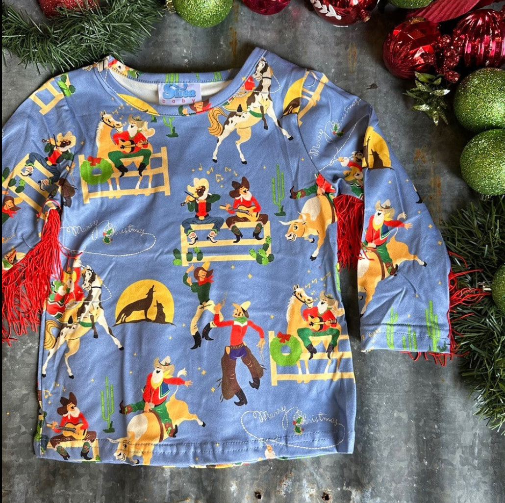 Blue Cowboy Santa Shirt