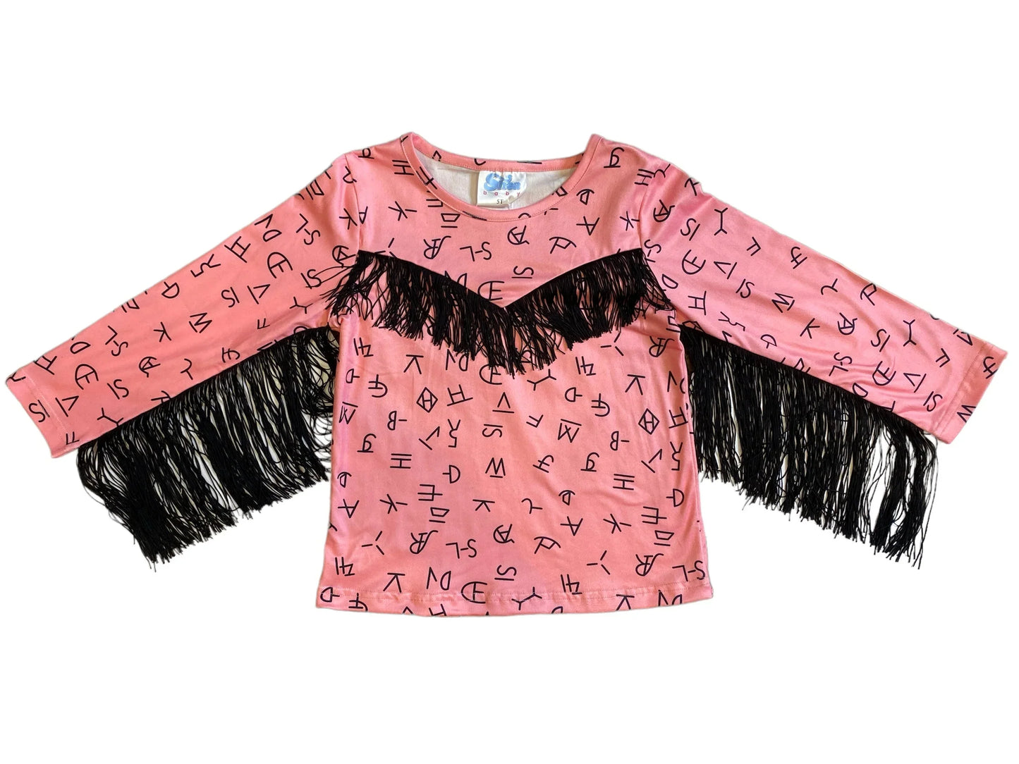 Pink Brand with Fringe Long Sleeve Shirt