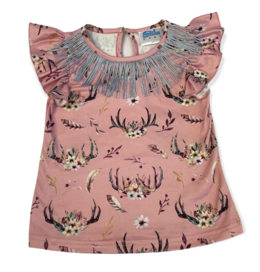 Antler With Fringe Short Sleeve Shirt
