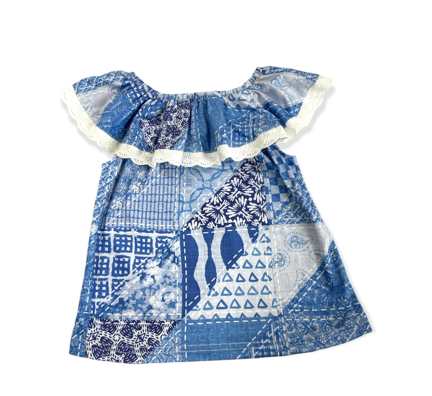 Denim Lace Short Sleeve Shirt