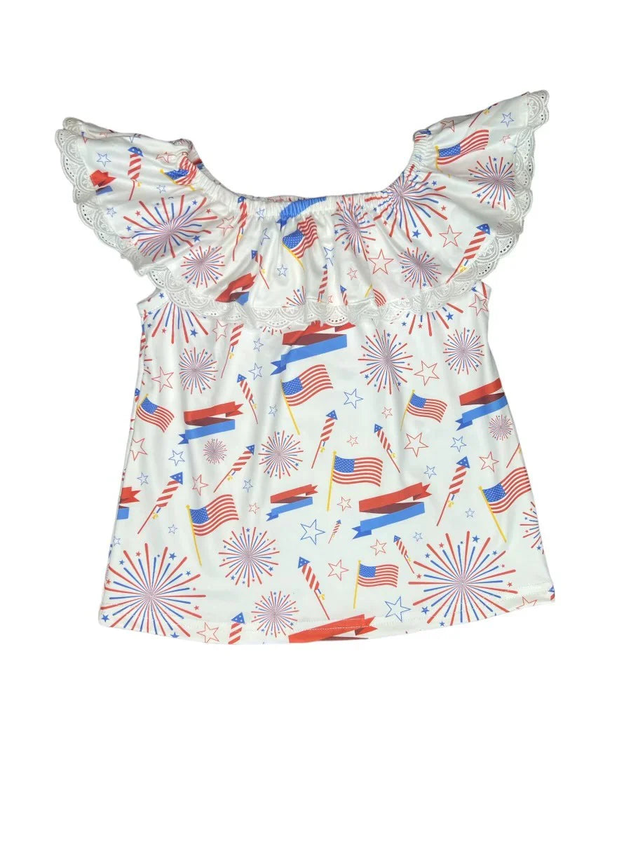 White Lace Patriotic Shirt