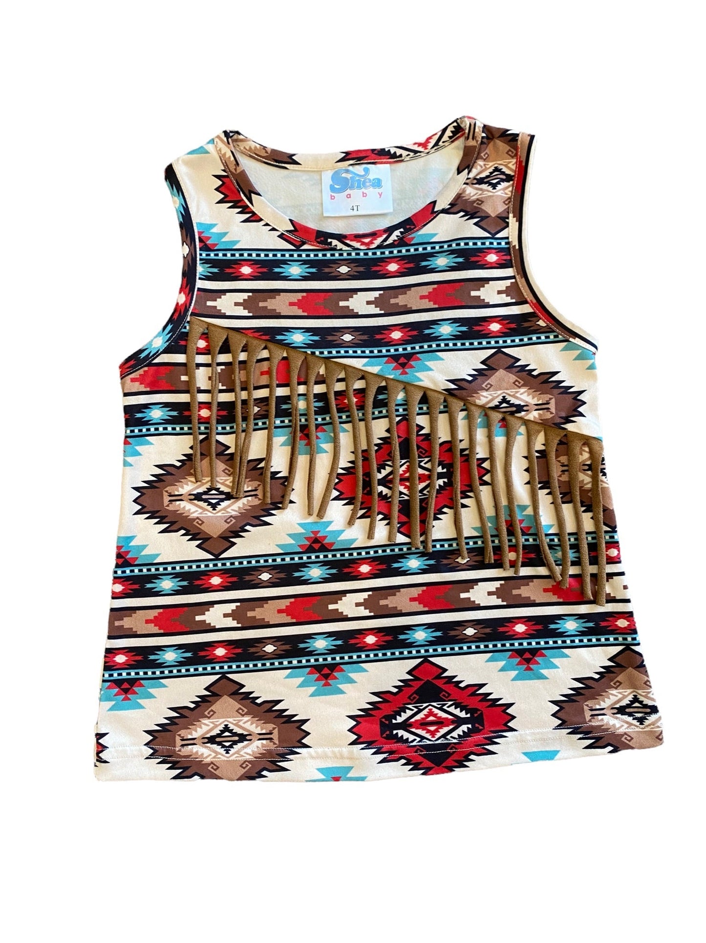 Aztec Suede Fringe Shirt