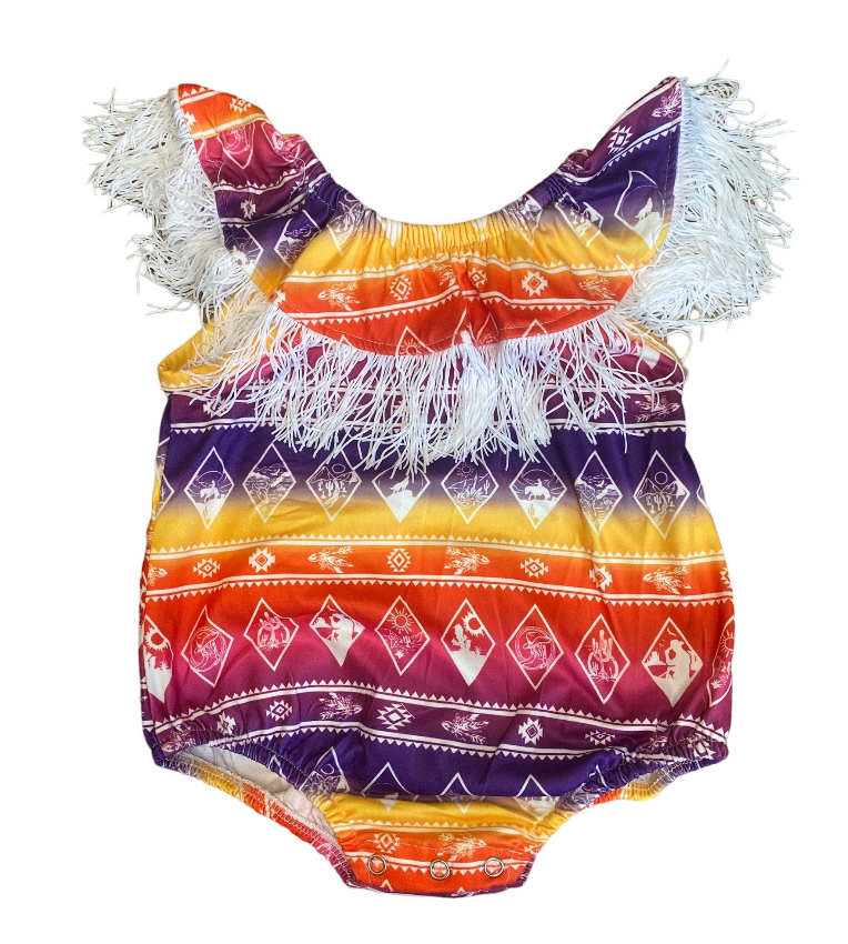 Neon Aztec With Fringe Onesie