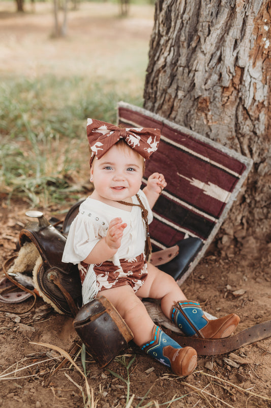 Brown Cowboy Bummers With Fringe