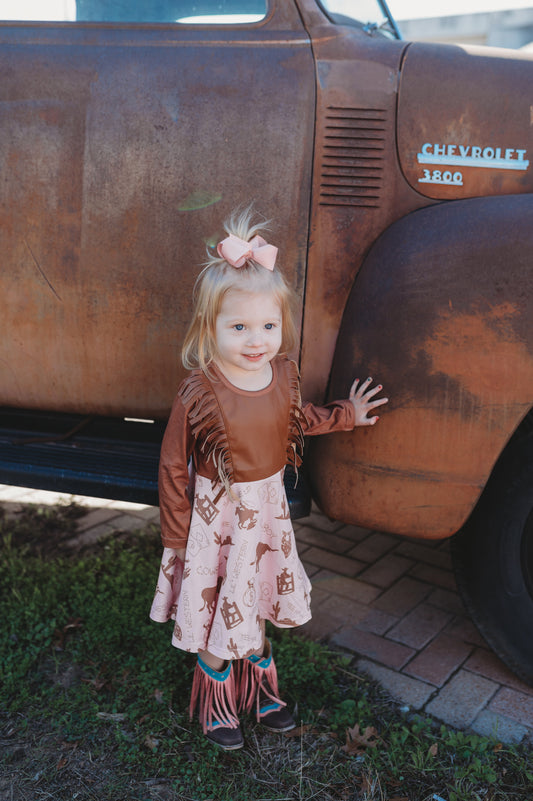 Gambler Cowgirl Leather Fringe Dress