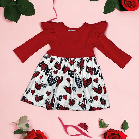 Valentine Red & Black Plaid Heart Dress