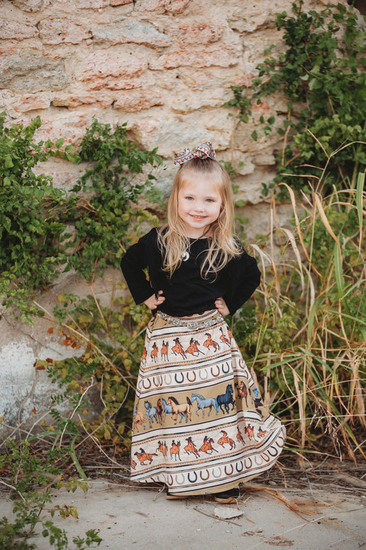 Gold Wild Horses Maxi Skirt