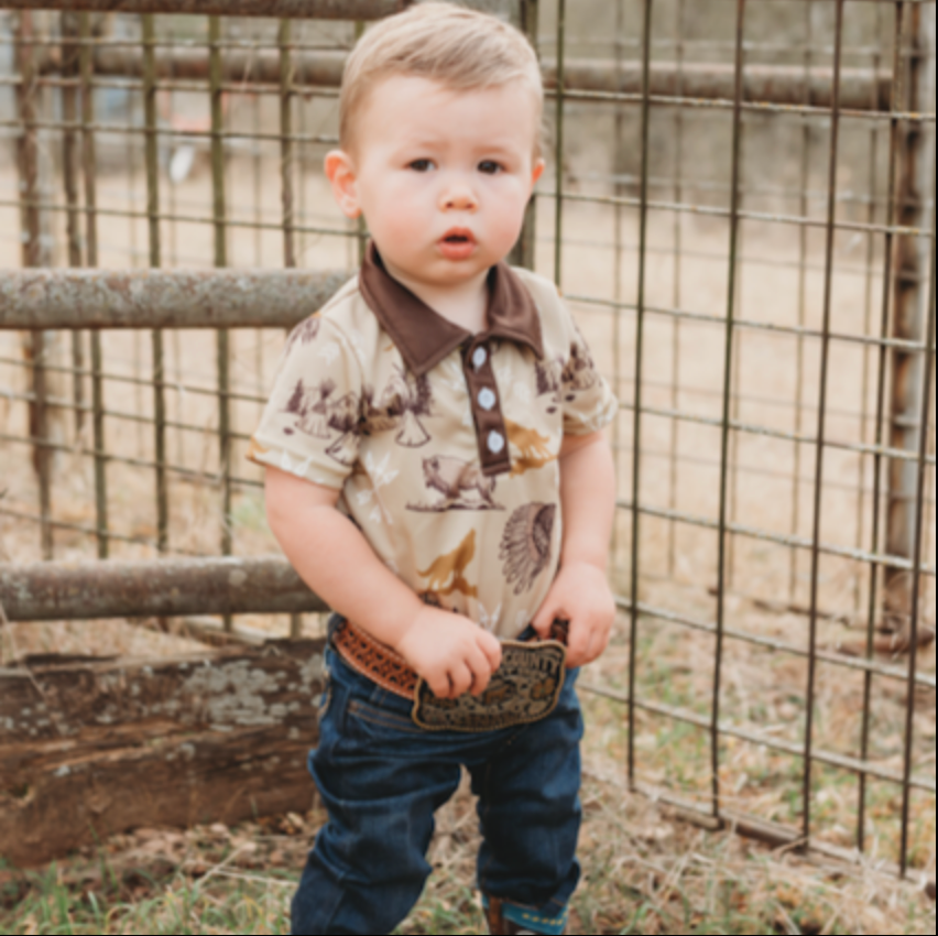 Green Native Print Onesie