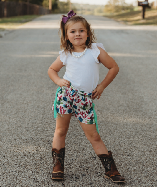 Cactus Shorts With Fringe