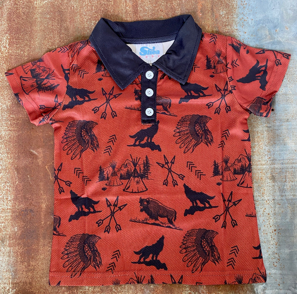 Rust Native Print Polo