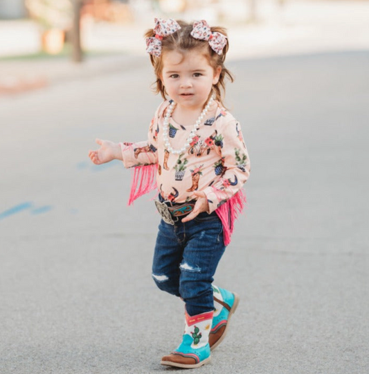 Steer Head With Fringe Onesie