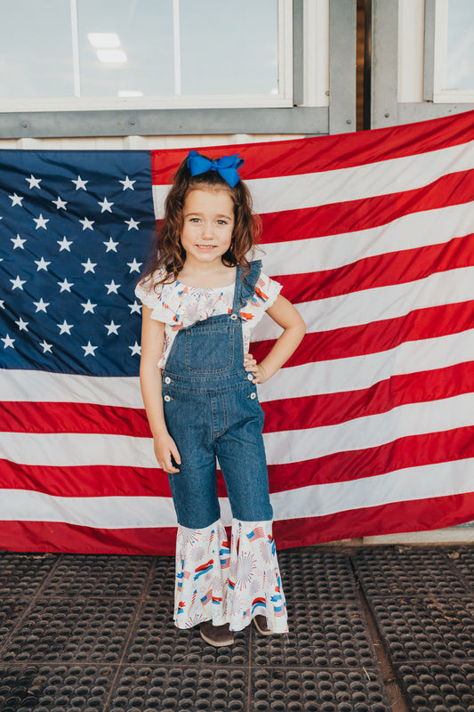 Denim Patriotic Overalls