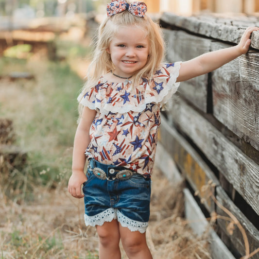 Star Lace Patriotic Onesie