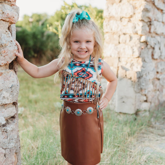 Aztec Suede Fringe Onesie