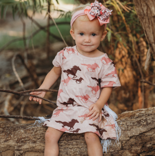 Pink Running Horse Dress