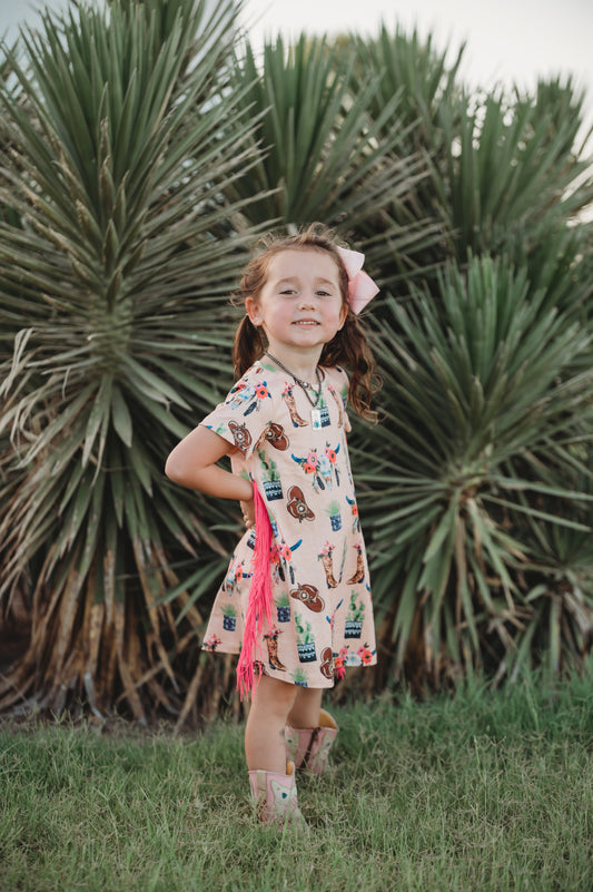 Floral Skull Dress With Fringe Dress