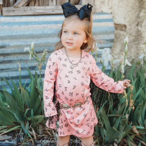 Pink Brand Long Sleeve Fringe Dress