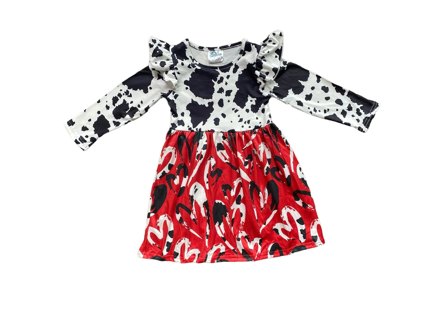 Red & Black Cowprint Heart Dress
