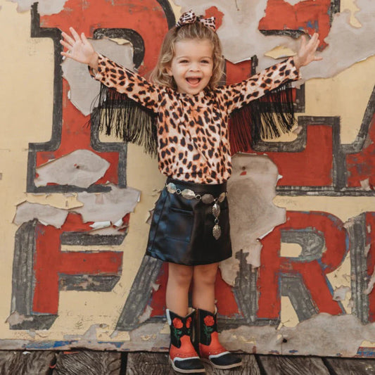 Cheetah Print Long Sleeve with Fringe Shirt