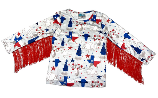Armadillo Texas With Fringe Shirt
