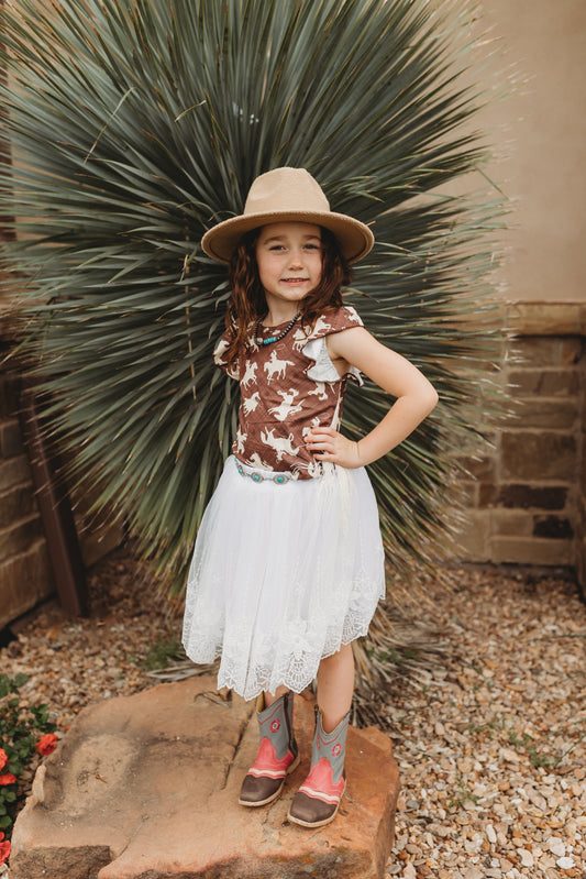 Brown Cowboy with Fringe Shirt