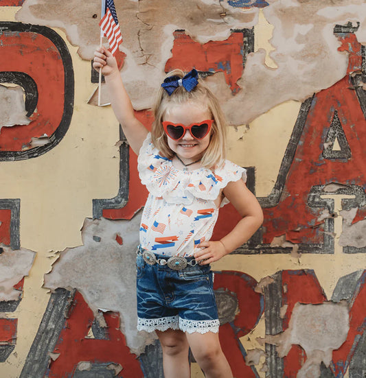 White Lace Patriotic Shirt