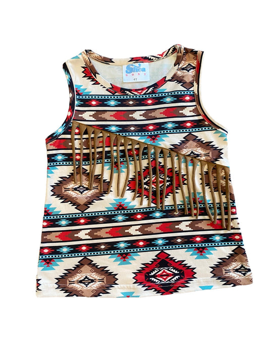 Aztec Suede Fringe Shirt