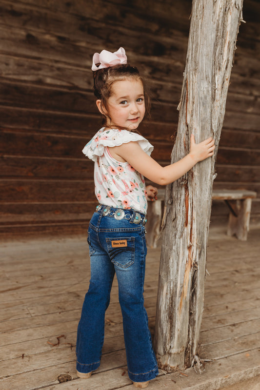 Floral Horseshoe Lace Onesie
