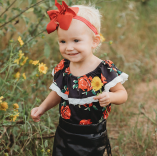 Rose Lace Short Sleeve Onesie