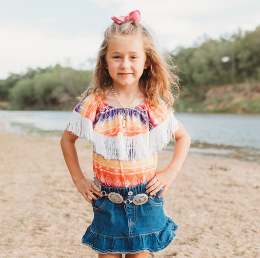 Neon Aztec With Fringe Shirt